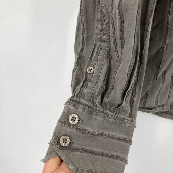 Franky Max Y2K Textured Gray Long Sleeve Button Up Rockabilly Grunge Men’s Med - Picture 5 of 10